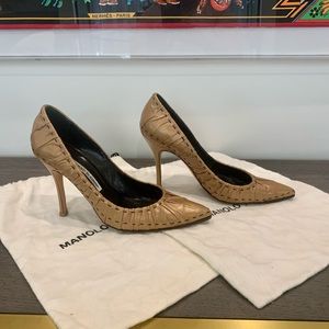 Manolo Blahnik Bronze Ruched Heela